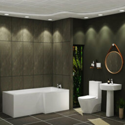 Royal Bathrooms Qubix 1600 X 850mm Acrylic Right Hand L-Shaped Shower Gloss White Bathtub With Front & End Panel - thumbnail 3
