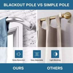 Ameha Chrome Metal Blackout Curtain Pole Rod 28mm 70-120 Cm Extendable Easy To Install Durable Rod - thumbnail 5