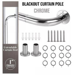 Ameha Chrome Metal Blackout Curtain Pole Rod 28mm 70-120 Cm Extendable Easy To Install Durable Rod - thumbnail 1