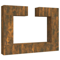 Berkfield 6 Piece Tv Cabinet Set Smoked Oak Engineered Wood - thumbnail 2