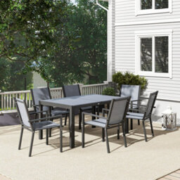 Outsunny Garden Dining Set For 6, Outdoor Dining Table And Chairs, Grey - thumbnail 8