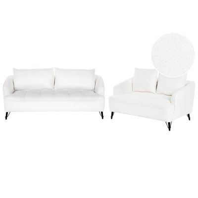 Beliani Living Room Set 5 Seater Hobro Boucle White - image 1