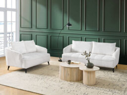 Beliani Living Room Set 5 Seater Hobro Boucle White - thumbnail 2