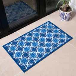 Artsy Doormats Blue Mosaic Tile Indoor Washable Doormat - thumbnail 1