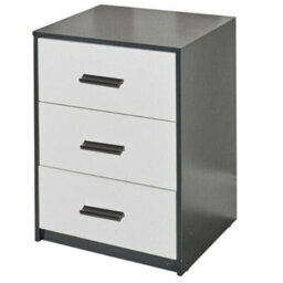 Urbn-Living Urbnliving Height 56Cm 3 Drawer Wooden Bedroom Bedside Cabinet Furniture Black Carcass And White Drawers Storage Nightstand - thumbnail 1