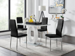 Furniturebox Uk Giovani 4 Grey Dining Table & 4 Black Velvet Milan Chairs - thumbnail 1