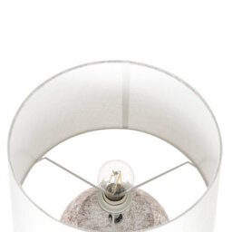 Beliani Table Lamp Beige Ceramic 50Cm, Crackled Texture, White Shade, Boho Lighting - thumbnail 5