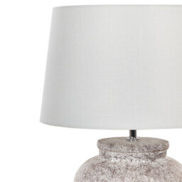 Beliani Table Lamp Beige Ceramic 50Cm, Crackled Texture, White Shade, Boho Lighting - thumbnail 4