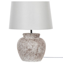 Beliani Table Lamp Beige Ceramic 50Cm, Crackled Texture, White Shade, Boho Lighting - thumbnail 3