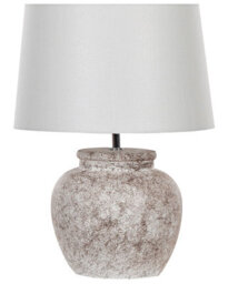 Beliani Table Lamp Beige Ceramic 50Cm, Crackled Texture, White Shade, Boho Lighting - thumbnail 2