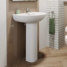 Affine Bathroom Suite Close Coupled Toilet Basin Pedestal L Shaped Rh Showerbath Screen - thumbnail 4