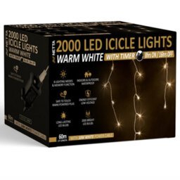 NETTA 2000 Led Icicle Lights 60M Indoor/outdoor Christmas Lights With White Cable - Warm White