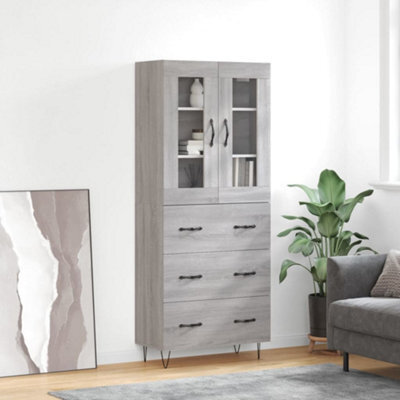 Berkfield Highboard Grey Sonoma 69.5X34X180 Cm Engineered Wood - image 1