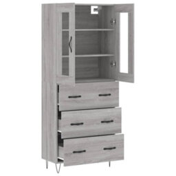 Berkfield Highboard Grey Sonoma 69.5X34X180 Cm Engineered Wood - thumbnail 4