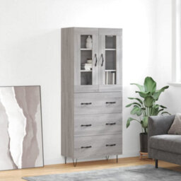 Berkfield Highboard Grey Sonoma 69.5X34X180 Cm Engineered Wood - thumbnail 1