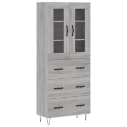 Berkfield Highboard Grey Sonoma 69.5X34X180 Cm Engineered Wood - thumbnail 2