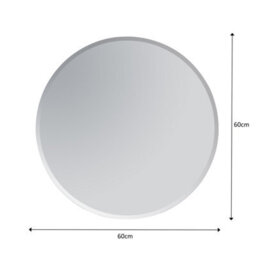 Showerdrape Fitzrovia Round Wall Mounted Frameless Bevelled Edge Bathroom Mirror 60 X 60Cm - thumbnail 2