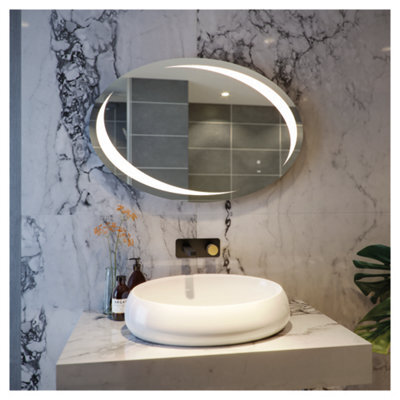 RAK Ceramics Rak Hades Oval Illuminated Led Bathroom Mirror With Demister & Touch Sensor, 900X600mm - image 1