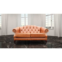 Chesterfield 2 Seater Old English Tan Leather Sofa Settee Custom Made In Victoria Style - thumbnail 2