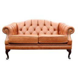 Chesterfield 2 Seater Old English Tan Leather Sofa Settee Custom Made In Victoria Style - thumbnail 1