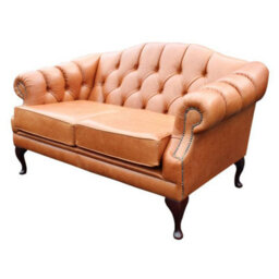 Chesterfield 2 Seater Old English Tan Leather Sofa Settee Custom Made In Victoria Style - thumbnail 6