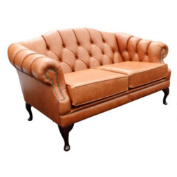 Chesterfield 2 Seater Old English Tan Leather Sofa Settee Custom Made In Victoria Style - thumbnail 4