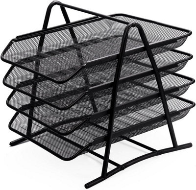 Zuvo Mesh Desk Organiser 4 Tier Letter Tray Organizer Office Desktop Document Paper File Storage Mesh Filling Collection For Home - image 1