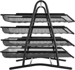 Zuvo Mesh Desk Organiser 4 Tier Letter Tray Organizer Office Desktop Document Paper File Storage Mesh Filling Collection For Home - thumbnail 3