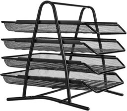 Zuvo Mesh Desk Organiser 4 Tier Letter Tray Organizer Office Desktop Document Paper File Storage Mesh Filling Collection For Home - thumbnail 2