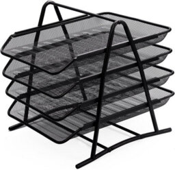 Zuvo Mesh Desk Organiser 4 Tier Letter Tray Organizer Office Desktop Document Paper File Storage Mesh Filling Collection For Home - thumbnail 1