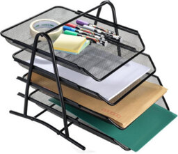 Zuvo Mesh Desk Organiser 4 Tier Letter Tray Organizer Office Desktop Document Paper File Storage Mesh Filling Collection For Home - thumbnail 4