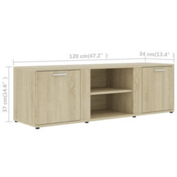 Berkfield Tv Cabinet Sonoma Oak 120X34X37 Cm Engineered Wood - thumbnail 9