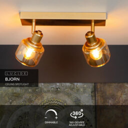 Lucide Bjorn 2 Light Spotlight Bar Matt Gold - thumbnail 3