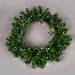 Green Christmas Wreath 55Cm Pre Lit Artificial Bushy Wall Door Festive Decoration - thumbnail 2