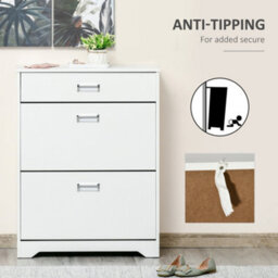 Homcom Tipping Shoe Cabinet Hall Organizer With Flip Drawers For Entry 16 Pairs - thumbnail 7