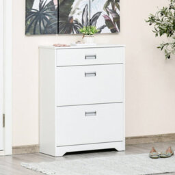Homcom Tipping Shoe Cabinet Hall Organizer With Flip Drawers For Entry 16 Pairs - thumbnail 1