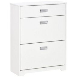 Homcom Tipping Shoe Cabinet Hall Organizer With Flip Drawers For Entry 16 Pairs - thumbnail 2