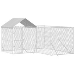 Vidaxl Outdoor Dog Kennel With Roof Silver 4X4X2.5 M Galvanised Steel - thumbnail 3