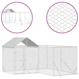 Vidaxl Outdoor Dog Kennel With Roof Silver 4X4X2.5 M Galvanised Steel - thumbnail 2