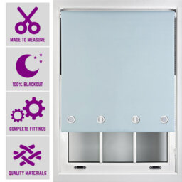 Furnished Made To Measure Blackout Roller Blinds With Big Round Eyelets - Duck Egg Blue Blind (W)120Cm (L)165Cm - thumbnail 1