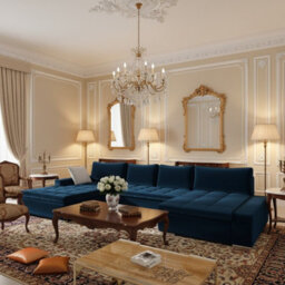 Caro Corner Sofa Bed Has Storage Living Room Polyurethane Foam Wave Springs Wooden Frame 394X213X80Cm Blue