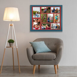 AK Frames 20X16 Navy Blue Sleek Multi Photo Frame With Crimson Mount - Holds 9 Apertures (2X) 7X5, (7X) 6X4 Photos - thumbnail 3