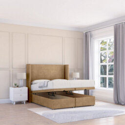 "Sloomy Devonshire Latte Dumfries 4Ft Ottoman Bed End Opening With Sprung Memory Mattress & 54"" Headboard-Small Double" - thumbnail 1