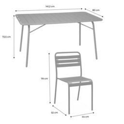 Sweeek - 6-Seater Folding Metal Garden Table With 6 Chairs Yellow Ochre 141.2X80X72.5 Cm - Amelia - thumbnail 6