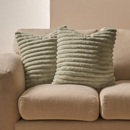 OHS 4 Pack Faux Fur Thick Rib Filled Cushion Covers, Sage - 45 X 45Cm - thumbnail 2