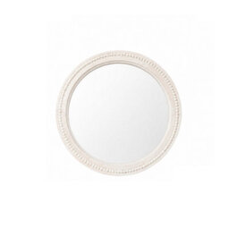 Melody Maison Round Distressed White Washed Wooden Bobbin Detailed Wall Mirror - 50Cm X 50Cm - thumbnail 8
