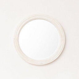 Melody Maison Round Distressed White Washed Wooden Bobbin Detailed Wall Mirror - 50Cm X 50Cm - thumbnail 4