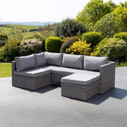 Della Grey Rattan Sectional Ourdoor Corner Sofa & Stool - thumbnail 3
