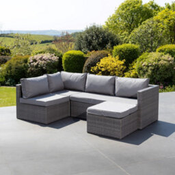 Della Grey Rattan Sectional Ourdoor Corner Sofa & Stool - thumbnail 4