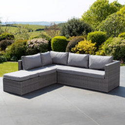 Della Grey Rattan Sectional Ourdoor Corner Sofa & Stool - thumbnail 2